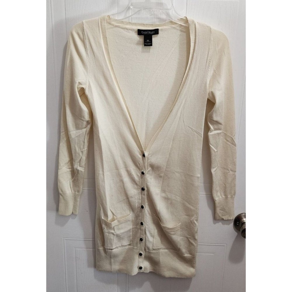 White House Black Market Womens 3/4 Sleeve Button Cardigan Sweater Wool Blend XS